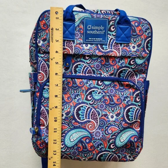 Large Simply Southern Blue Paisley Backpack Academia School Pretty Colorful Cute - Picture 16 of 16